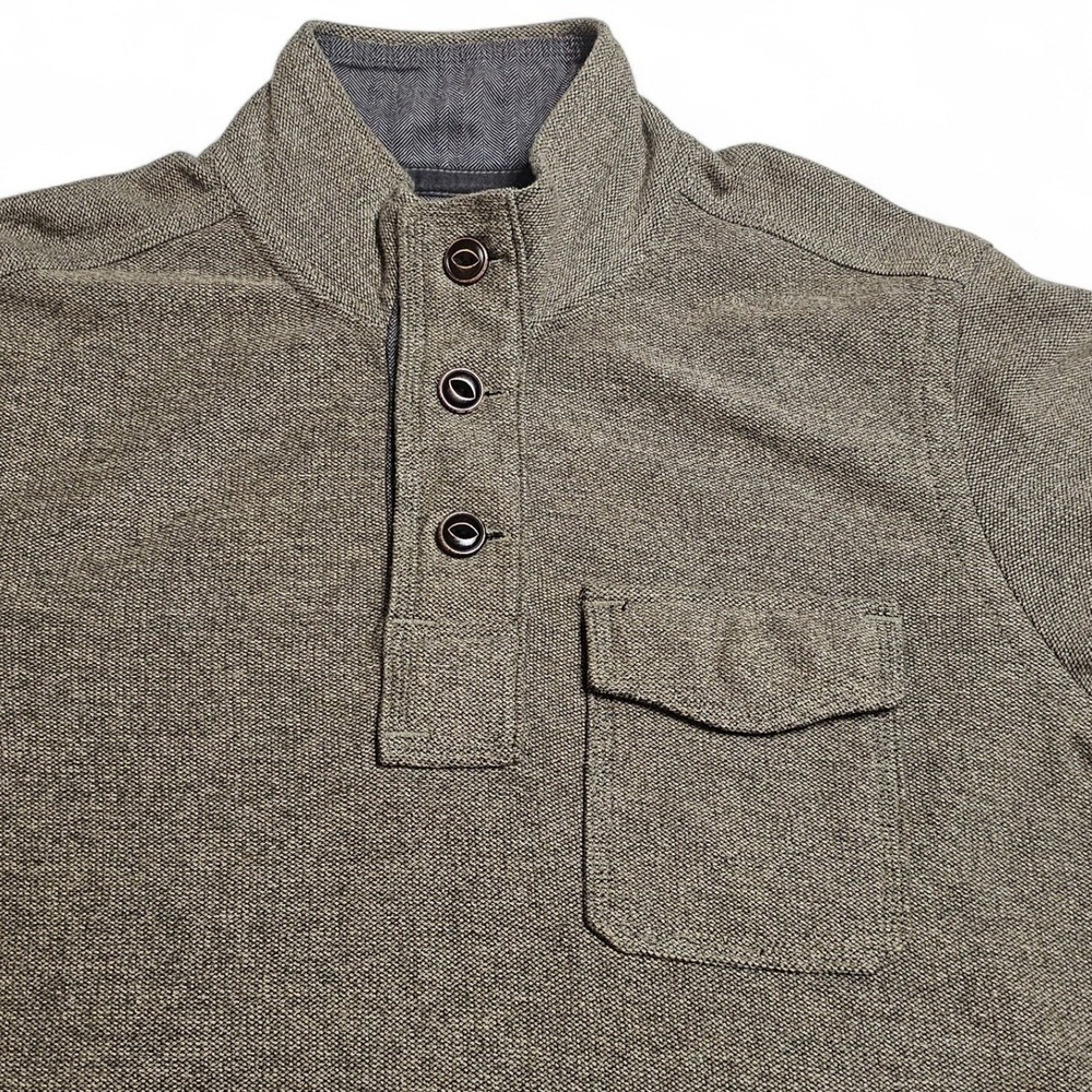 Eddie Bauer Henley Pullover Sweater Men's Large Brown Thick Cotton Blend Shirt